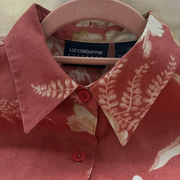 Vintage Liz Claiborne Floral Button Down Blouse, Size Petite Small - Picture 5 of 10